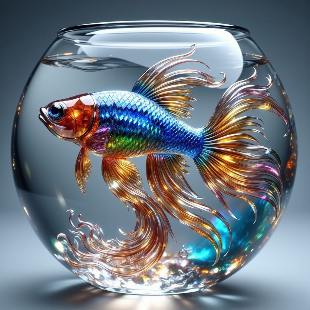 Iridescent Crystal Siamese Fighting Fish