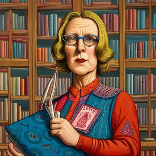 Librarian Portrait in Grayson Perry Style