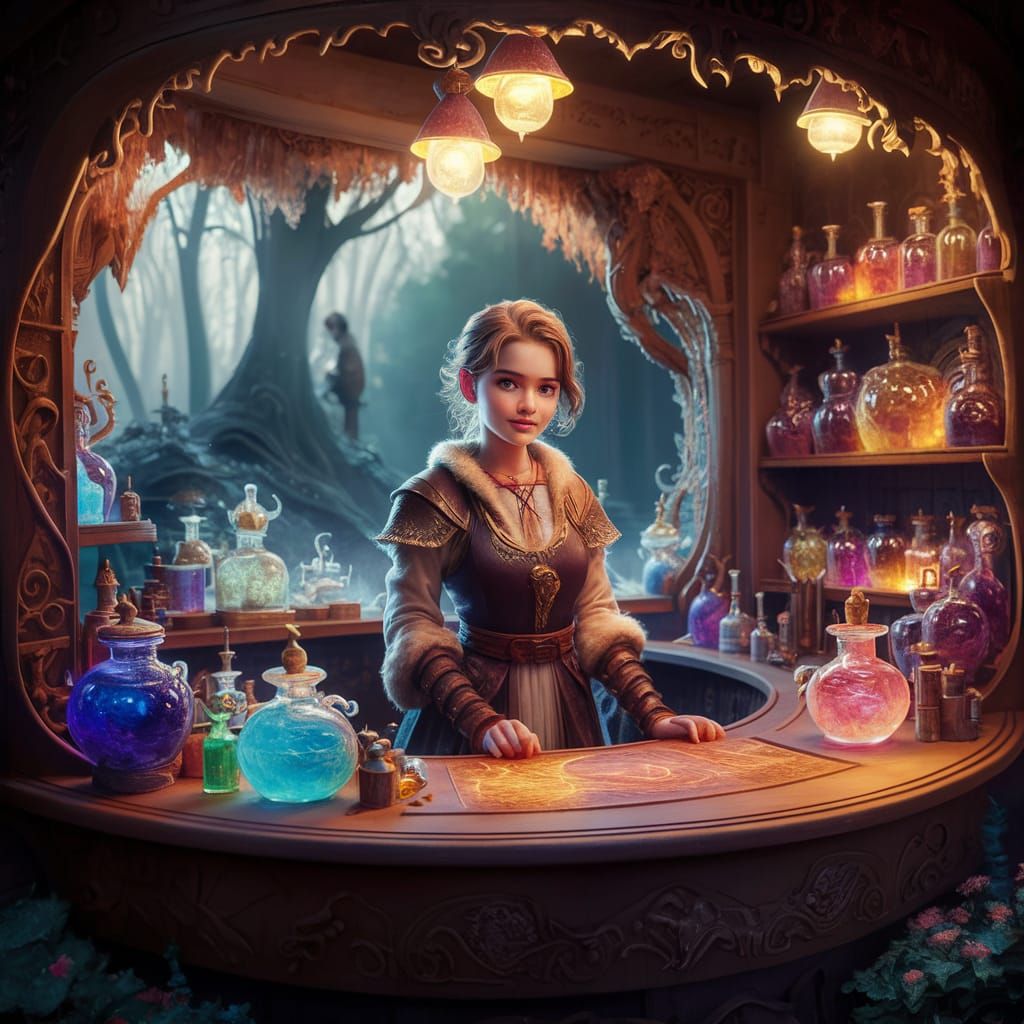 Enchanting Fantasy Potion Shop Scene