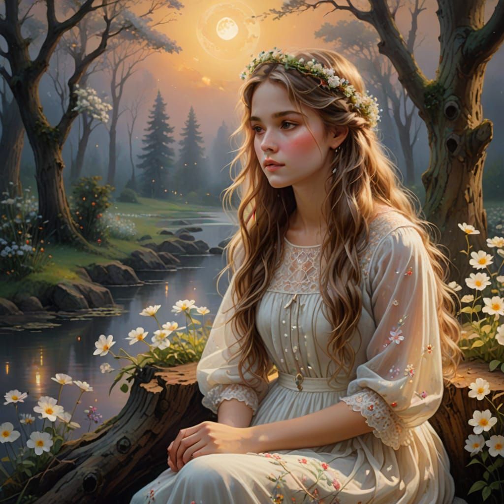 Ethereal Woman Portrait in Hyperrealistic Oil Painting