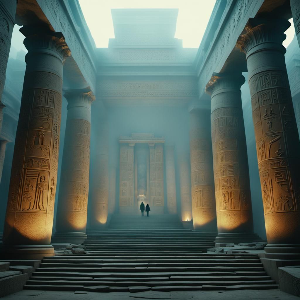 Steampunk Egyptian Necropolis in a Gothic Cyberpunk Style