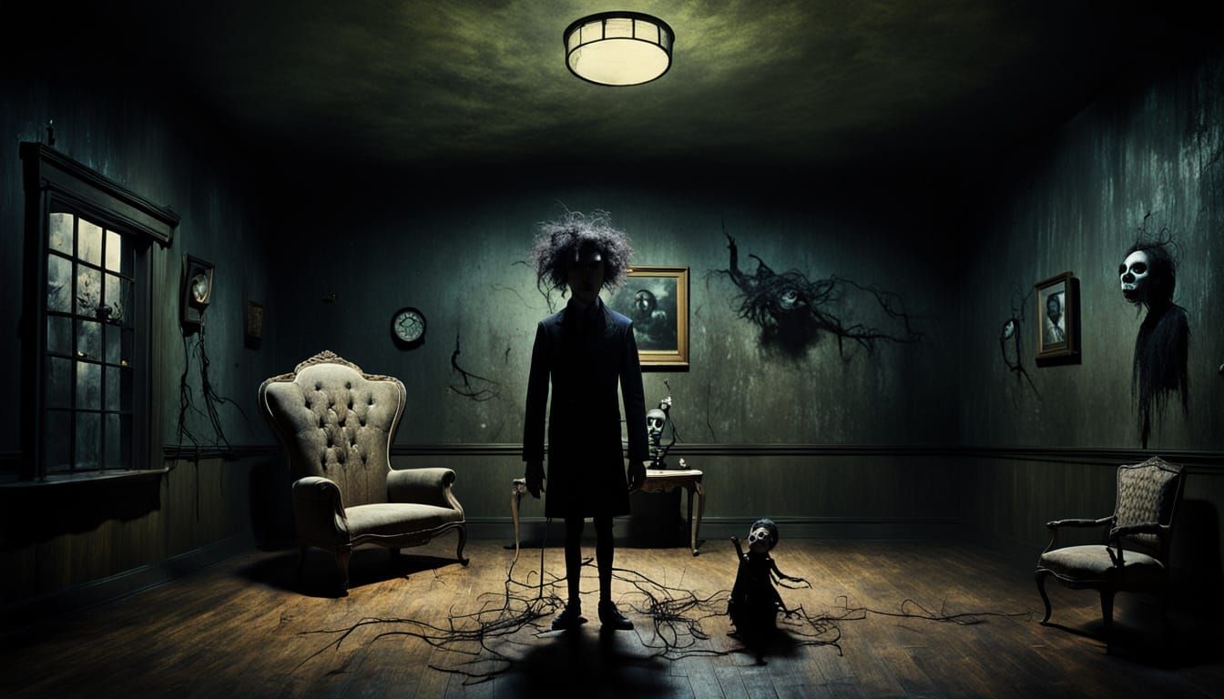 Surreal Dark Figure Emerges in Moody, Dali-Tim Burton Inspir...