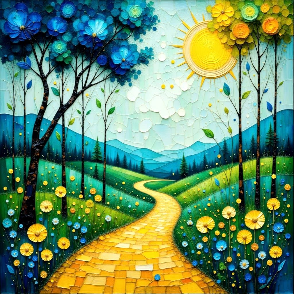 Surreal Whimsical Landscape of a Ploughman's Return to Natur...