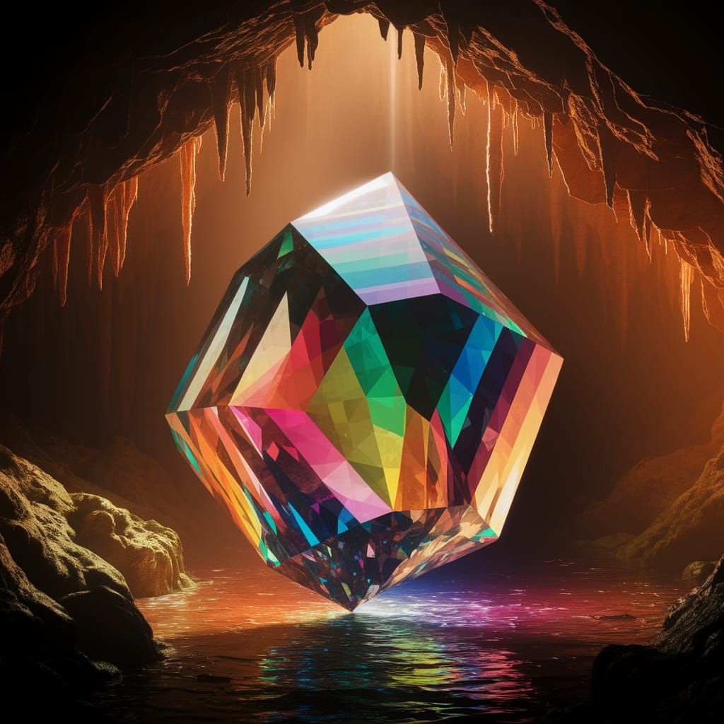 Colossal Rainbow Crystal in Golden Grotto