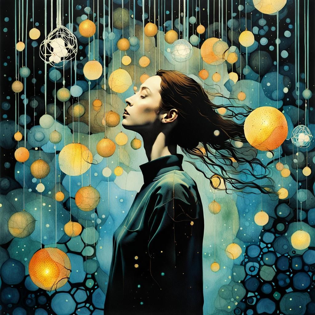 Surreal Mixed Media Collage of Young Woman