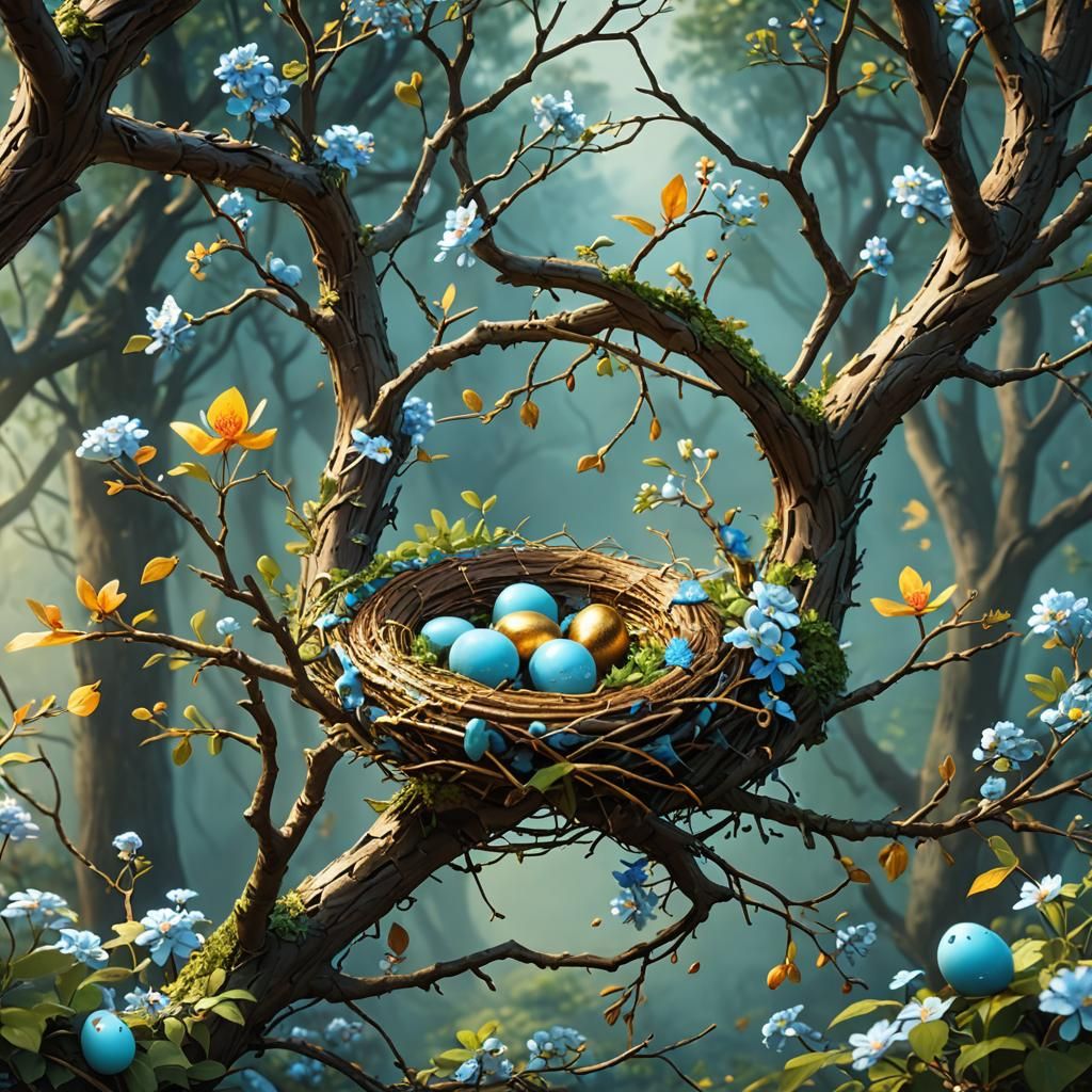 Robin in Flight: A Fantastical Detailed Painting