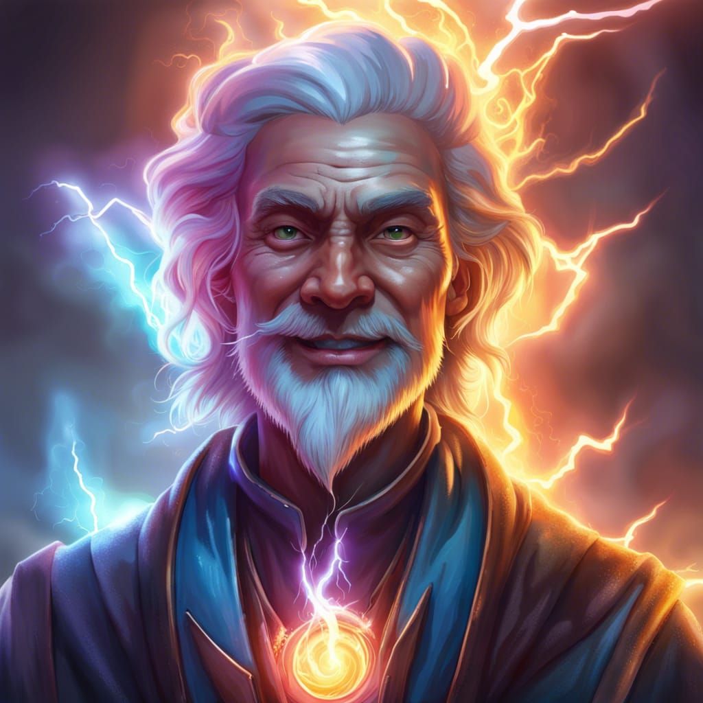 Wizard with Lightning Eyes: Hyperrealistic Concept Art