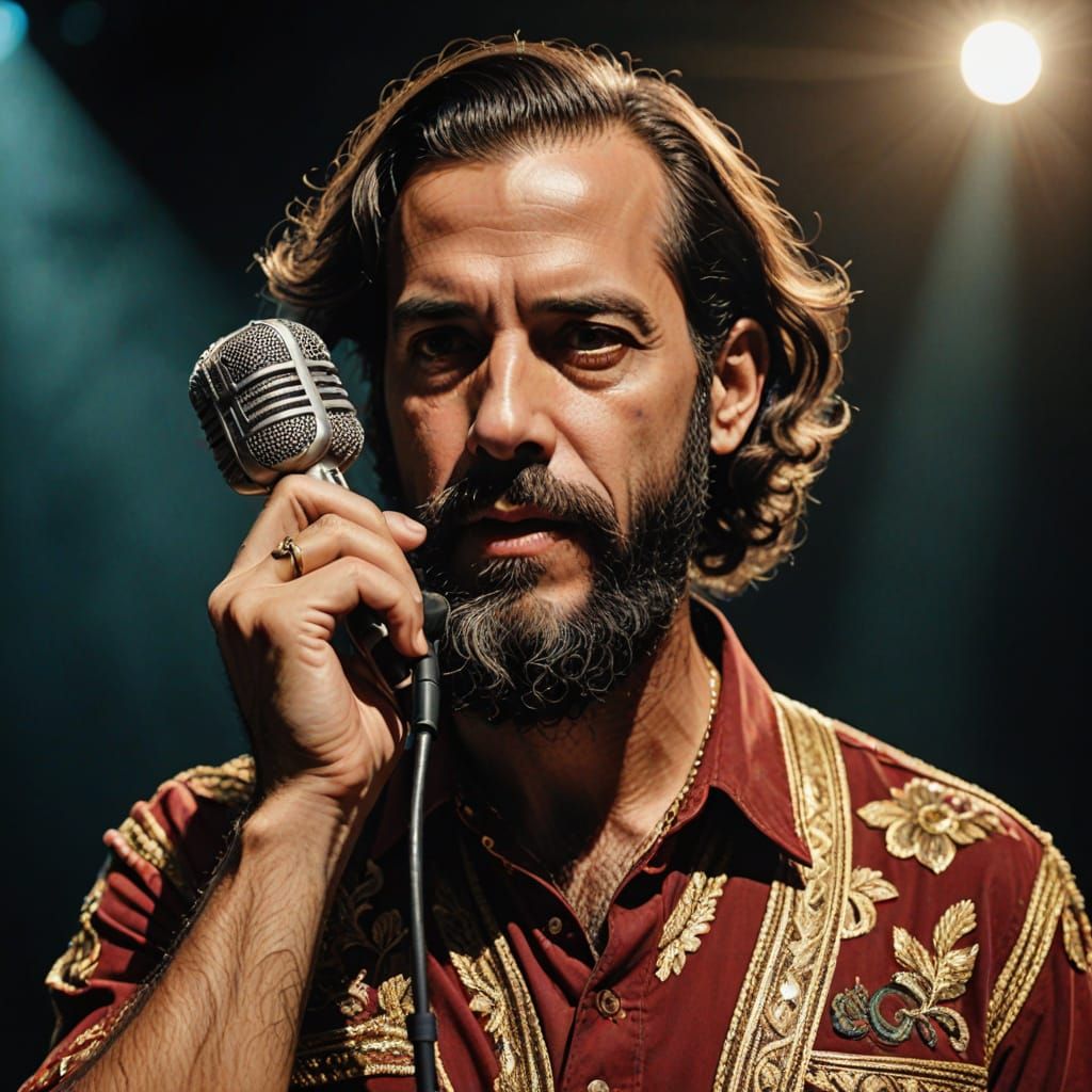 Hyperrealistic Portrait of 70s Brazilian Singer