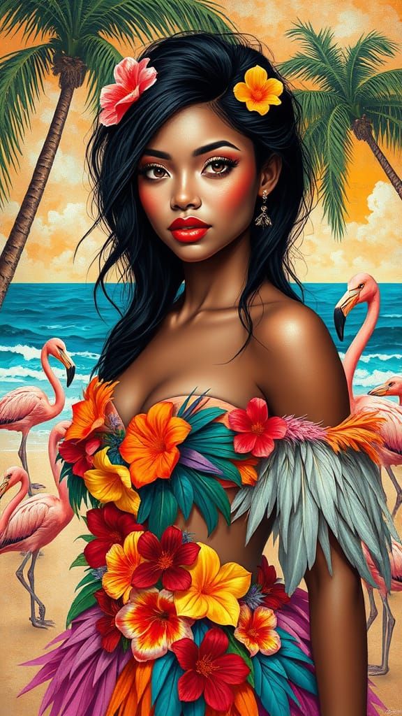 Island Girl. Art Nouveau & Fauvism.🌺🏝