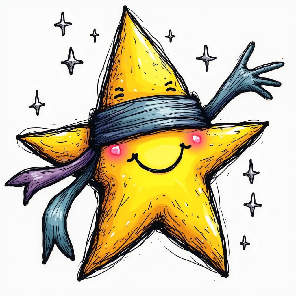 Whimsical Star Doodle in Vibrant Colors
