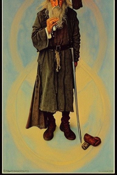 Gandalf Portrait in Norman Rockwell Style