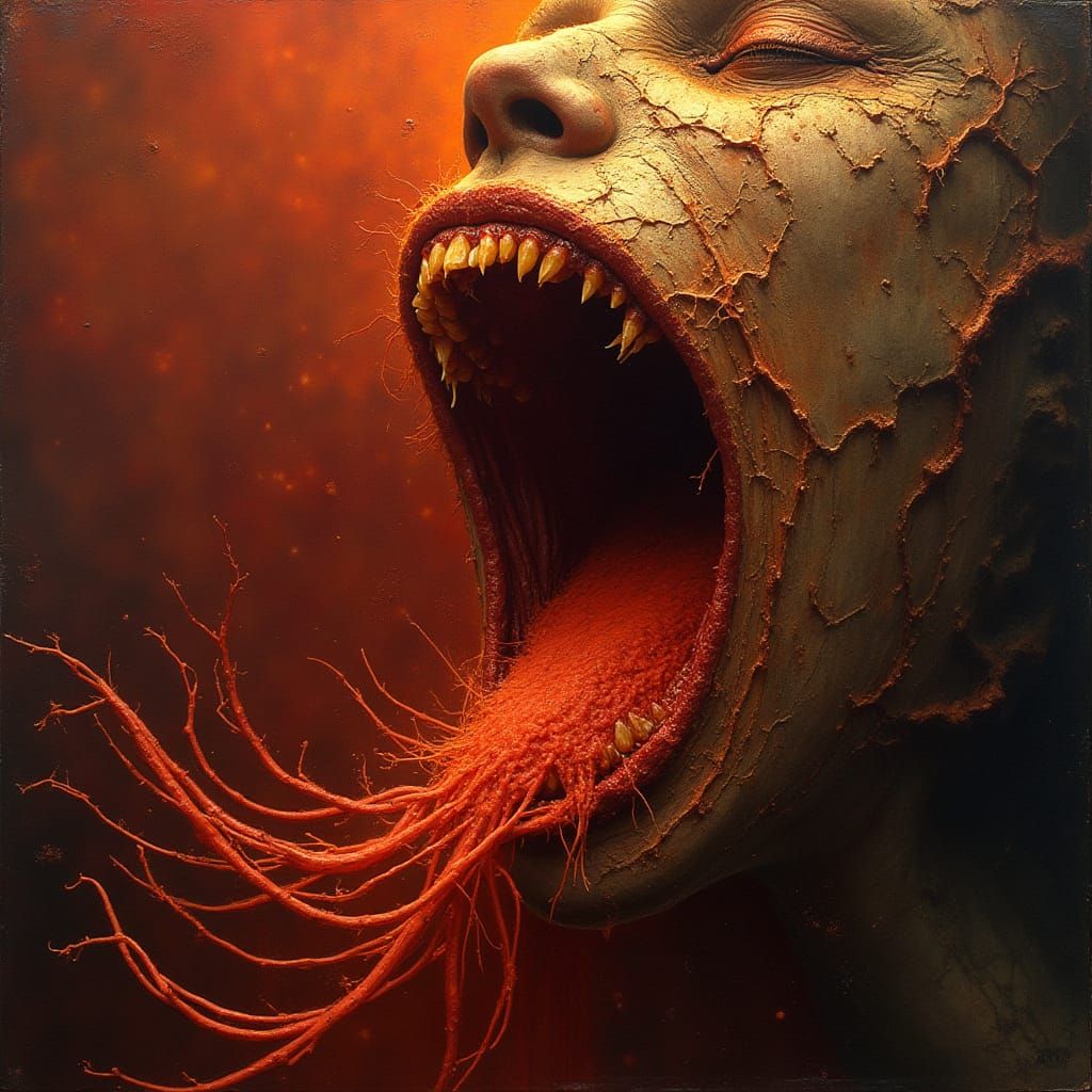 Surreal Throat in a Crimson Vortex