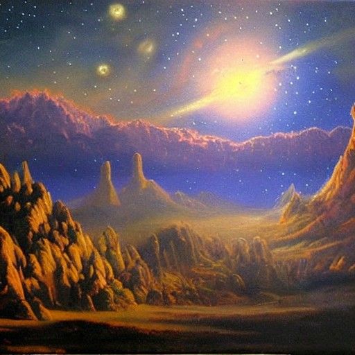 Fantasy Castles Under a Starry Night Sky