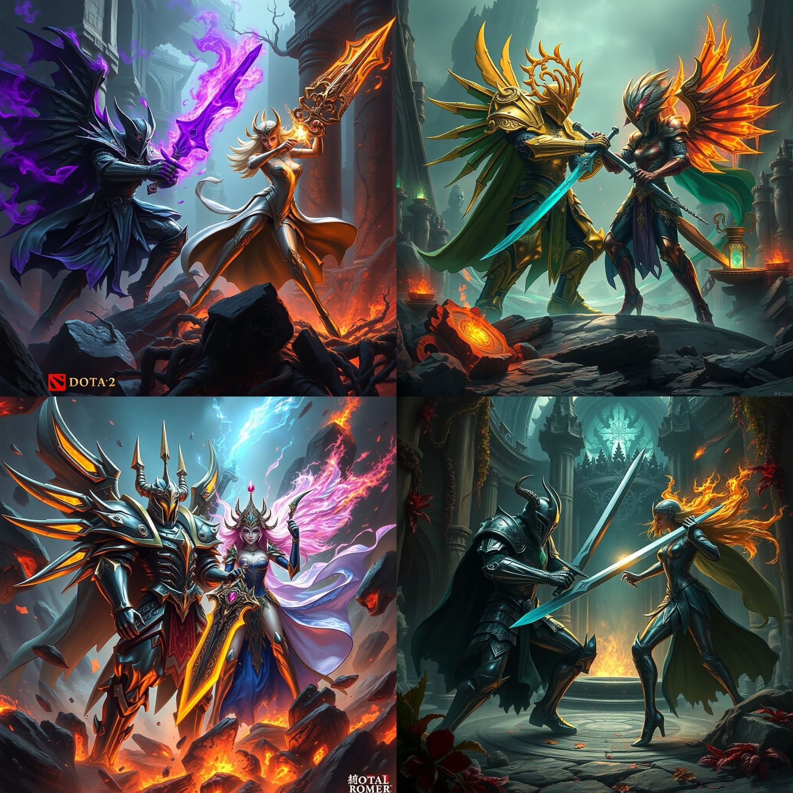 Epic Battle: Chaos Knight vs Gaia, Digital Art