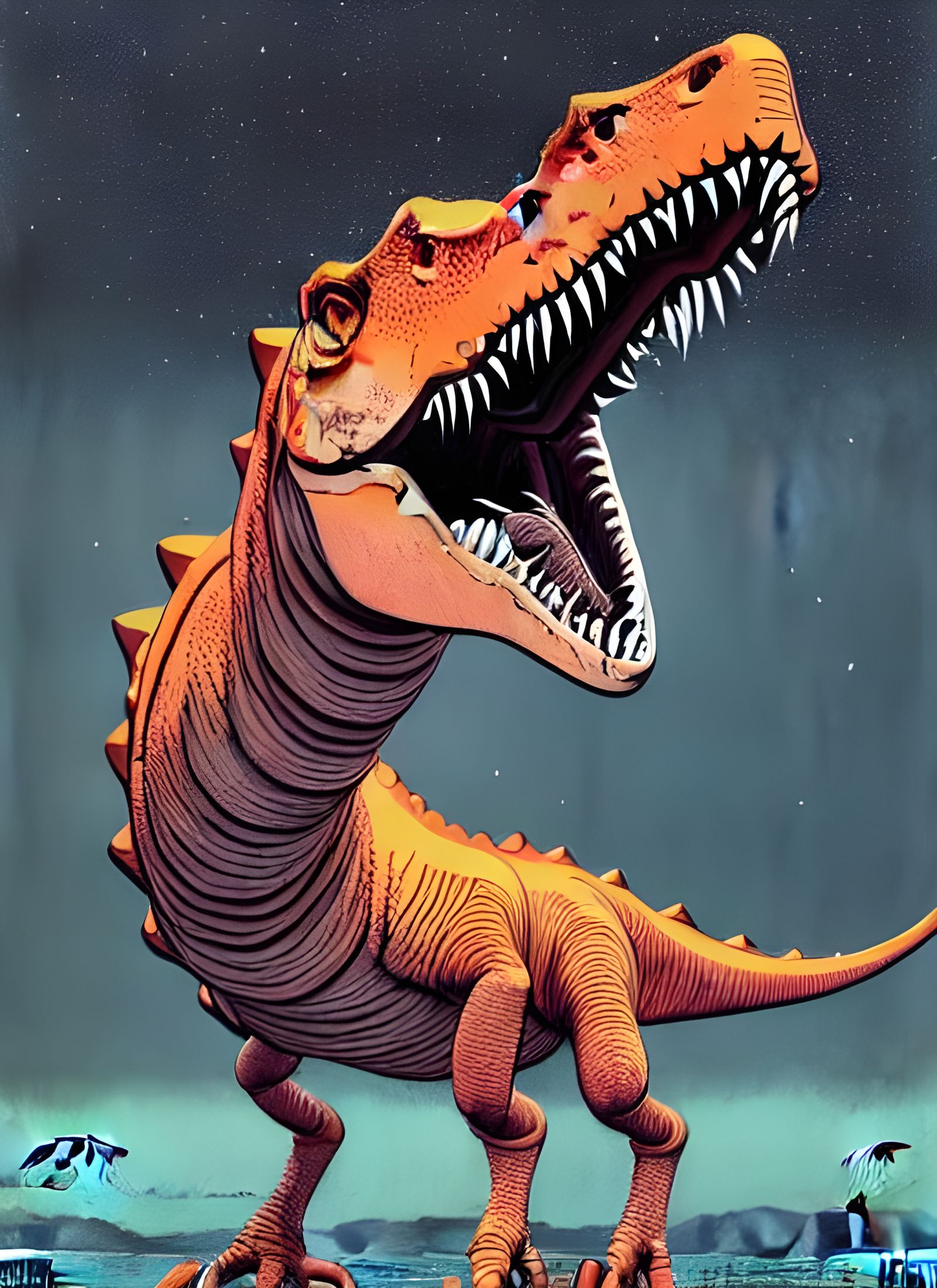 Dinosaur Portrait in Ukiyo-e Style