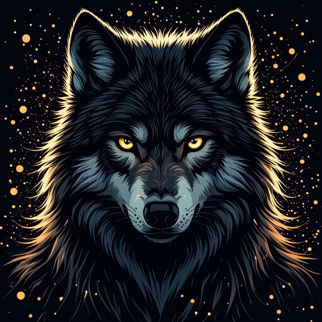 Dire Wolf Humanoid Silhouette in Digital Art Style