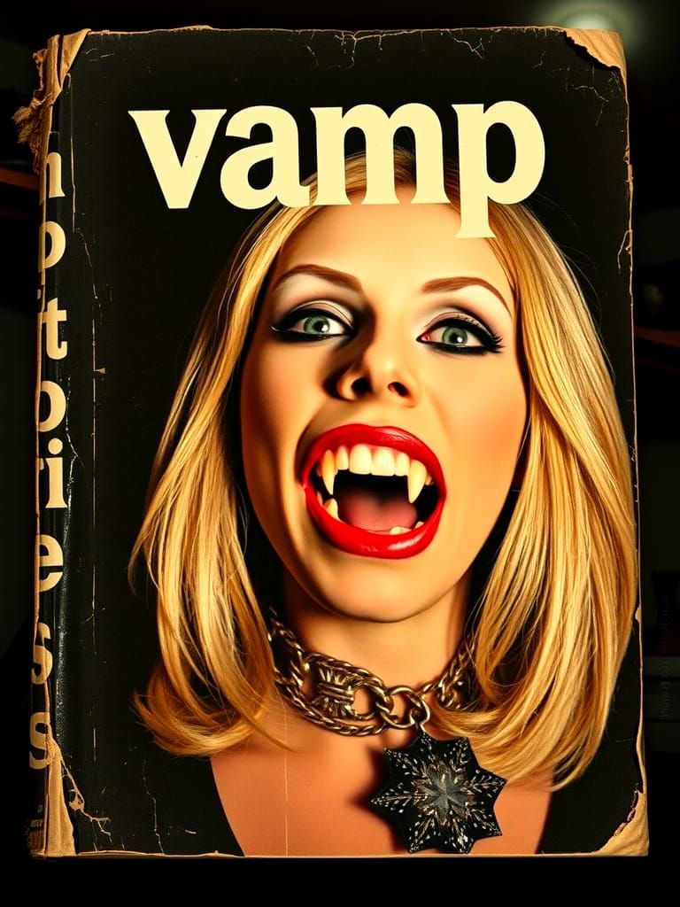 Vintage "Vamp Stories" Book Cover with Blonde Vampire