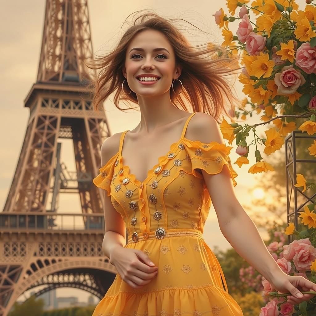 Eiffel Tower Sunset: A Hyperrealistic Digital Portrait