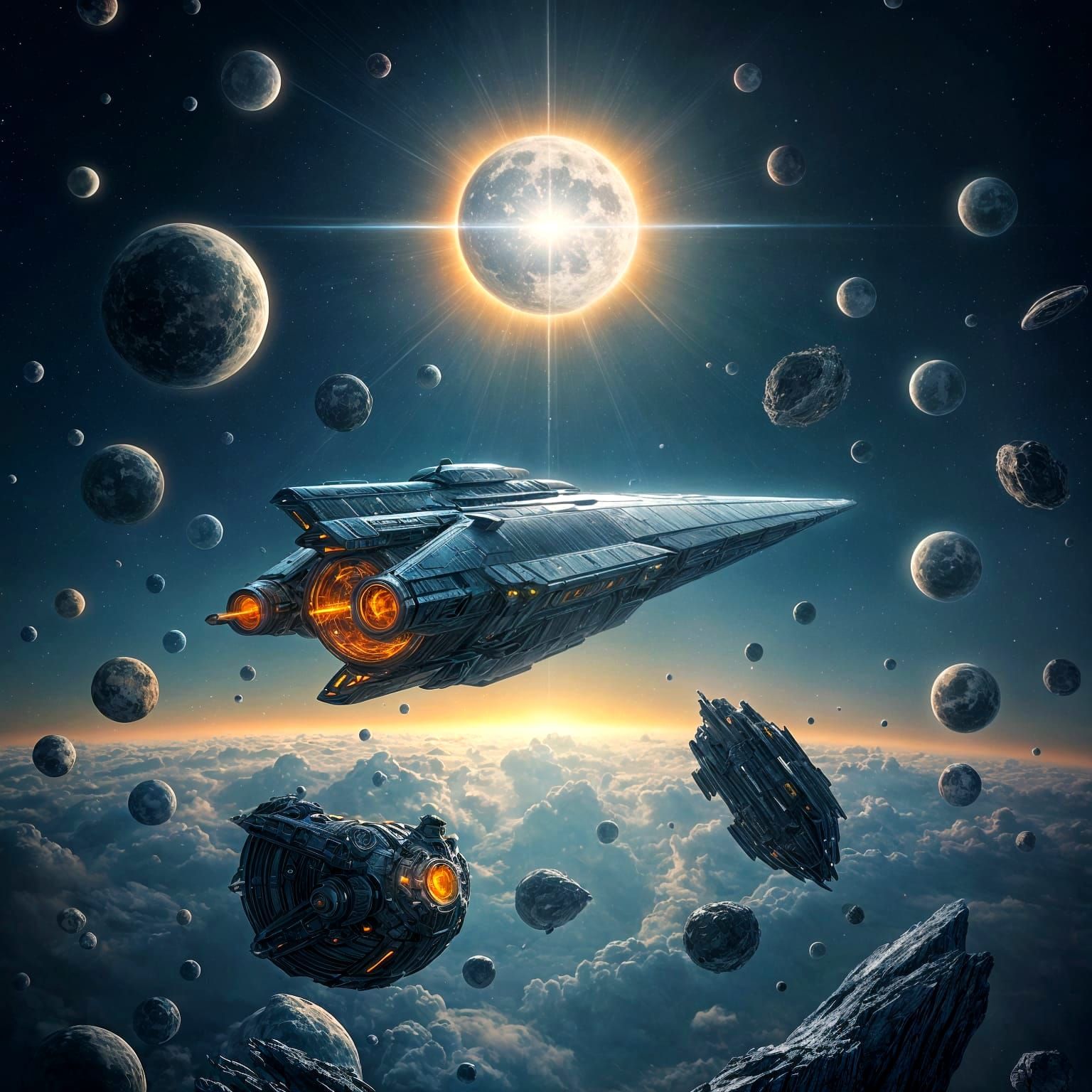 Crystalline Spaceship in Cosmic Debris Field