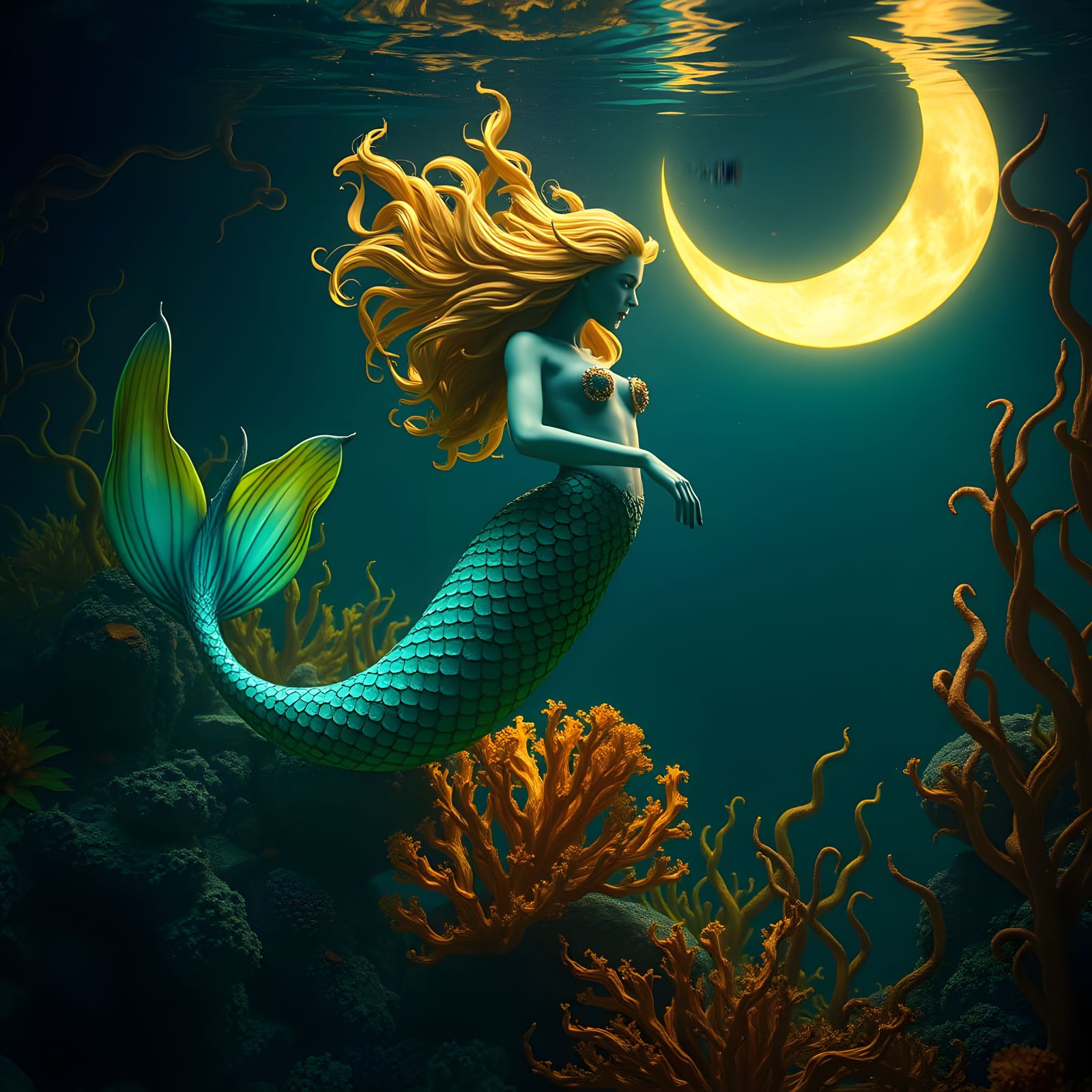 Majestic Mermaid in Enchanted Wine Glass Aquarium