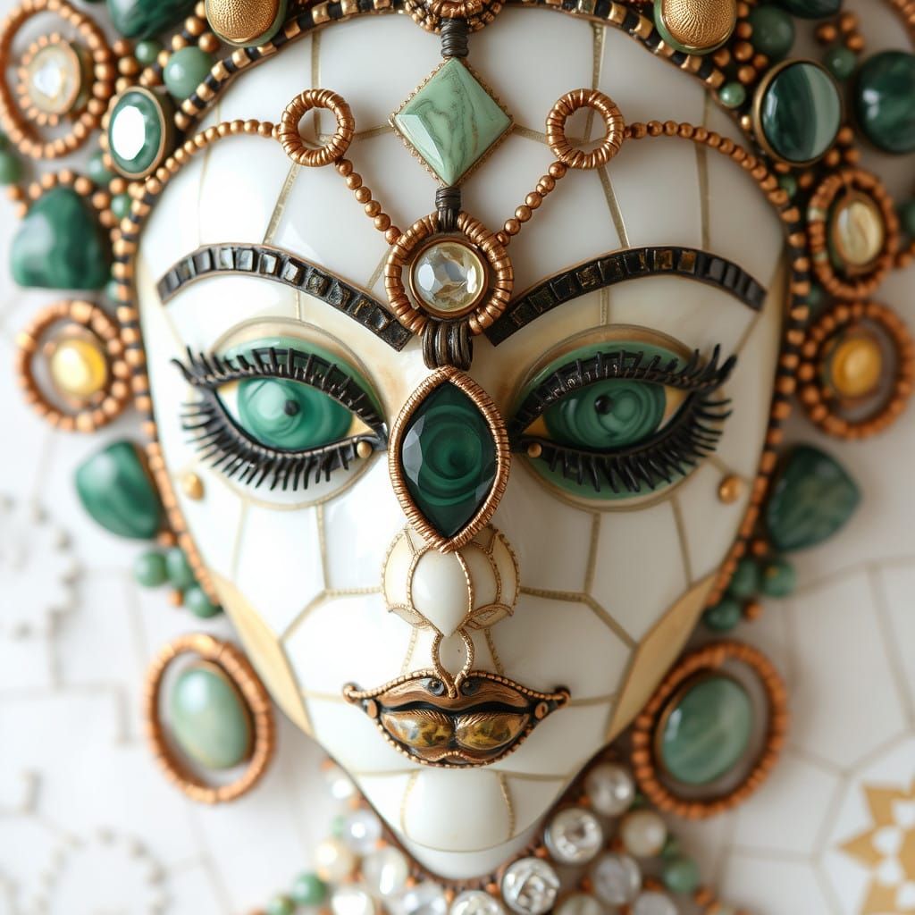 Stunning Jewel Portrait in Mosaic Glass Style