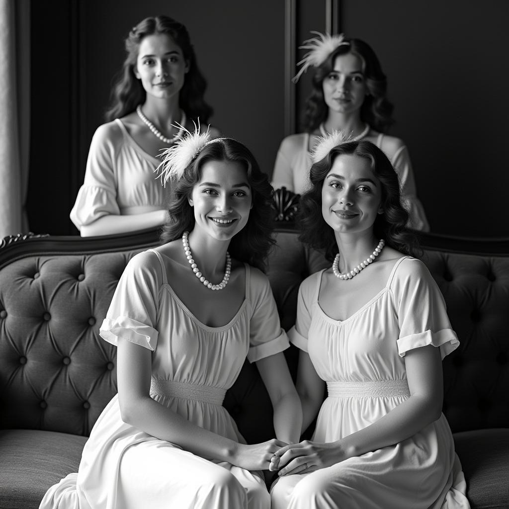 Elegant Princesses in High-Contrast Black and White