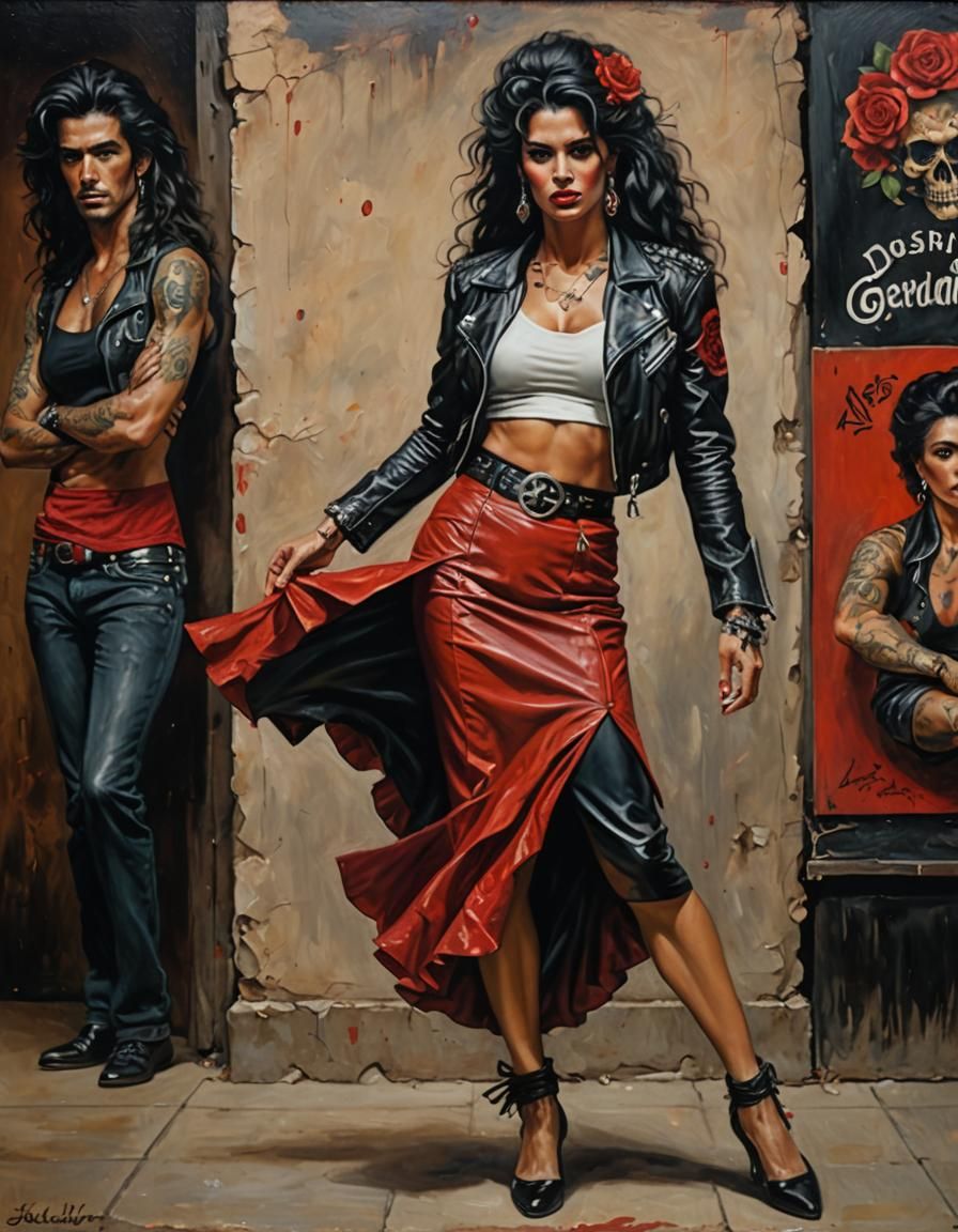 Flamenco Dancer Portrait in Oil Painting Style