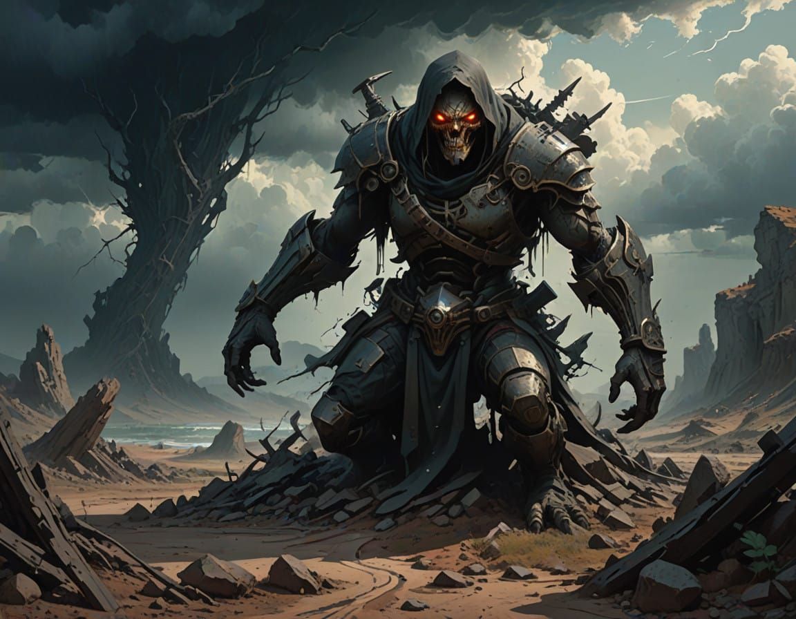 Cracked Clay Figure Emerges from the Earth