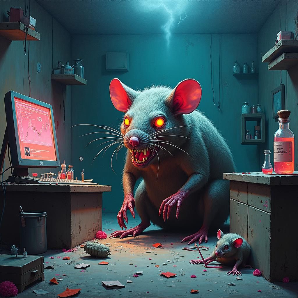 Mutant Rat Chaos in Desolate Laboratory, Neo-Impressionist S...