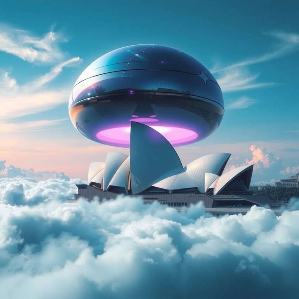 Iridescent Alien Orb Over Sydney Opera House