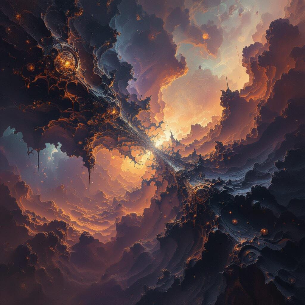 Surreal Biomechanical Nebula System in Gothic Style