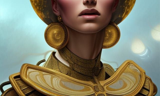 Futuristic Versace AI Portrait in Art Nouveau Style