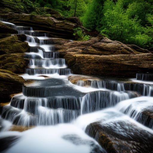 Majestic Waterfall in Natural Light Photography