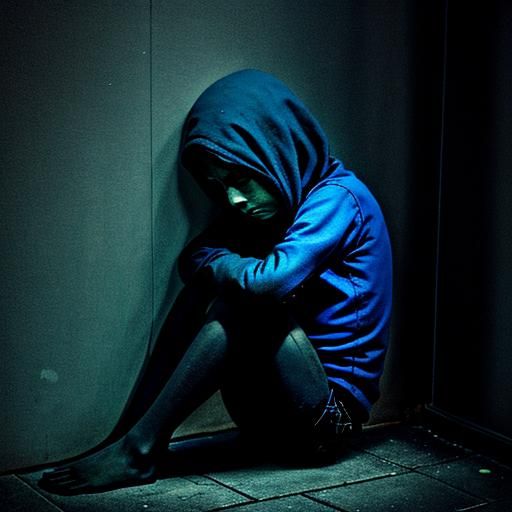 Solitary Figure Expressing Profound Sadness