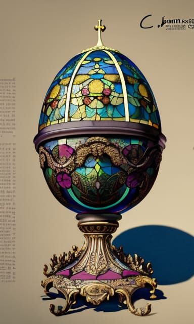 Stained glass Catholic cathedral style Fabergé egg