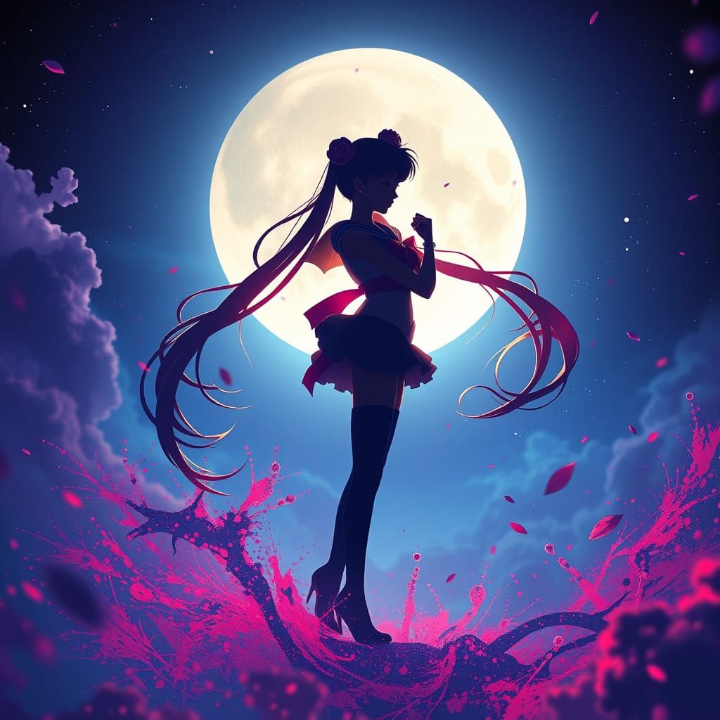 Sailor Moon in Vibrant Anime Silhouette