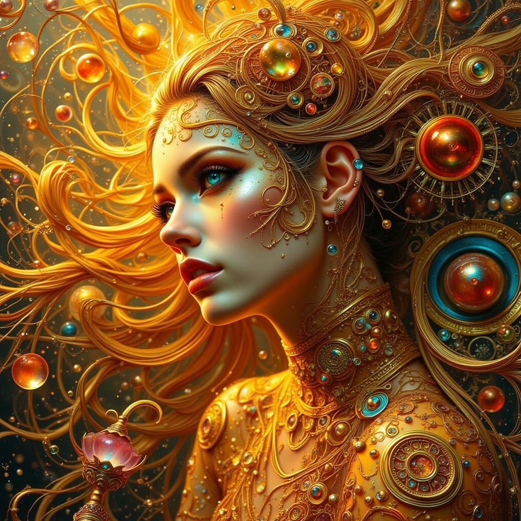 Luxurious Gold Form in Opulent Art Nouveau Style with Intric...