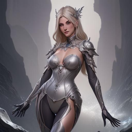 Silver Blonde Woman with Diamonds in Fantasy Art