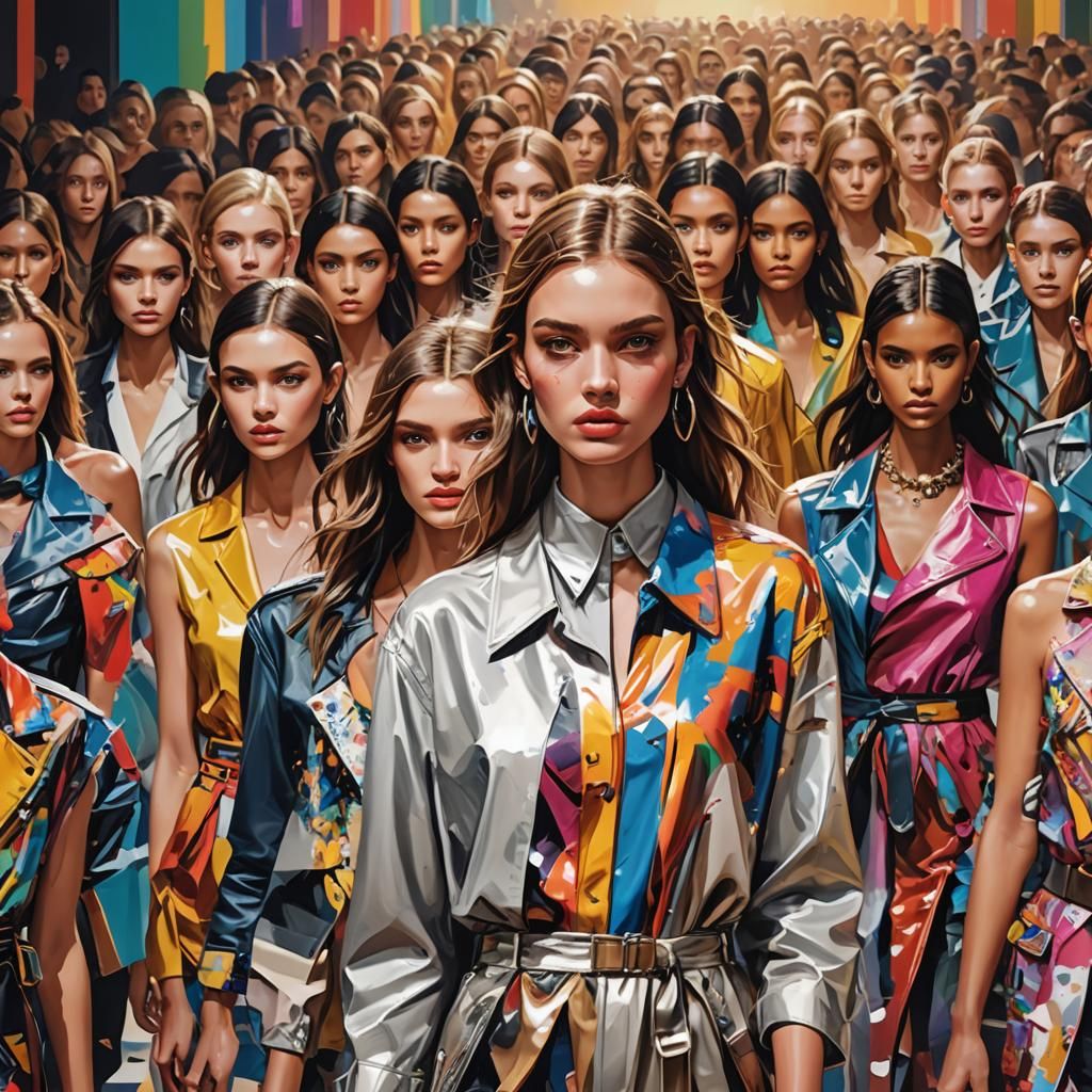 Fashion Runway Magazine Cover in Splash Art Style