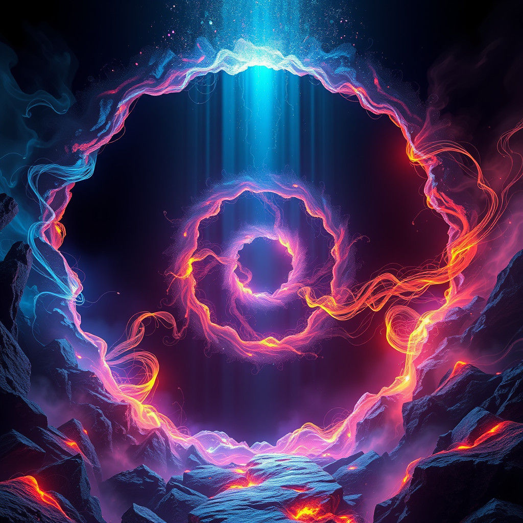 Glowing Portal Reveals Iridescent Vortex in Dreamlike Fantas...