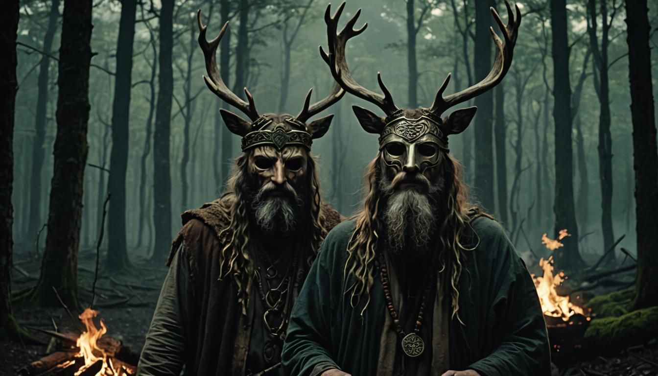Celtic Druid in Deer Mask Ceremony