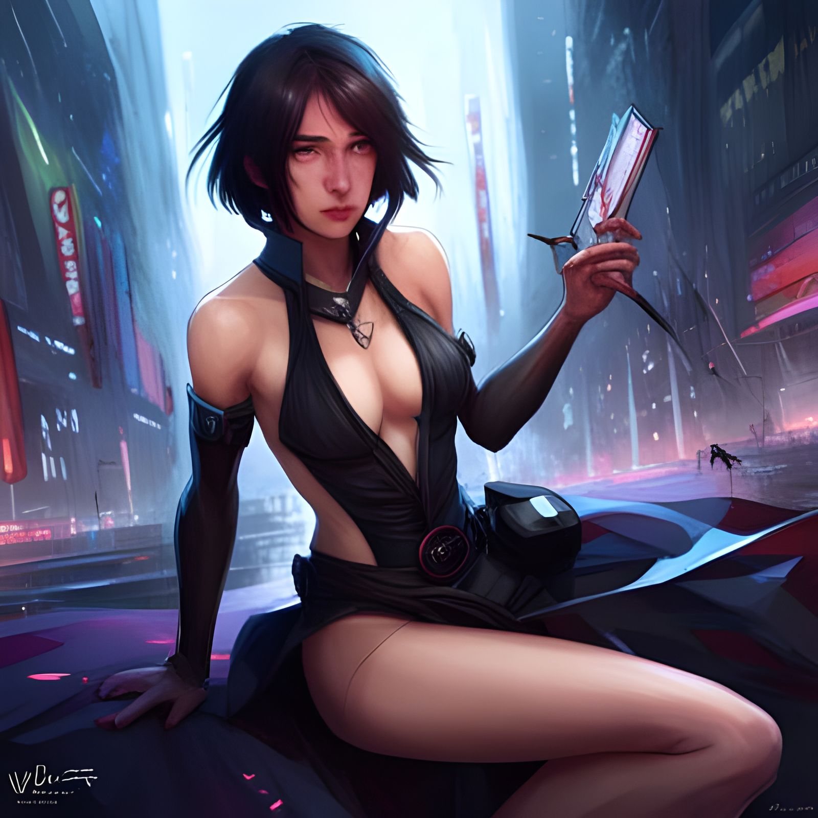 Rukia in Cyberpunk Style Portrait