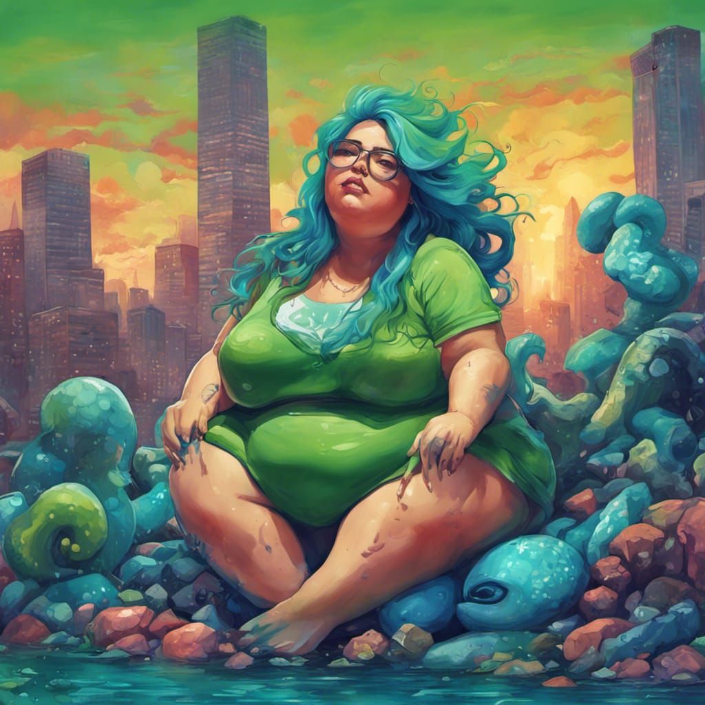 Chubby Mermaid in Graffiti Art Style