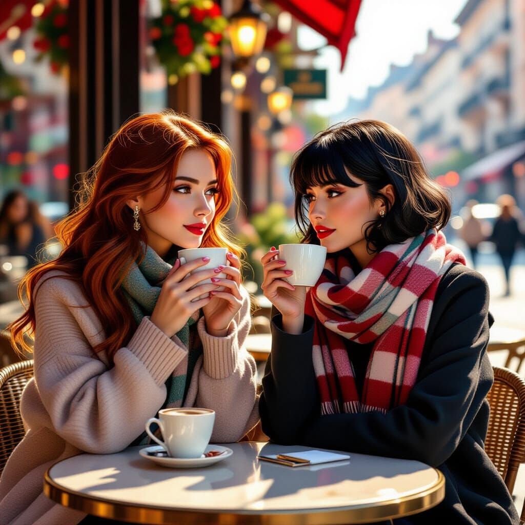 Romantic Autumn Scene at Italian Cafe
