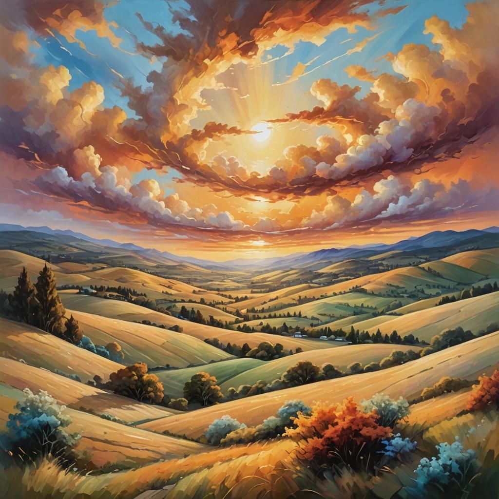 Ethereal Fantasy Landscape at Sunset