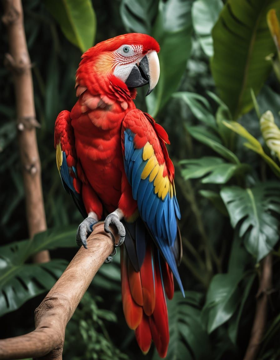 Vibrant Scarlet Macaw in Stunning Realism