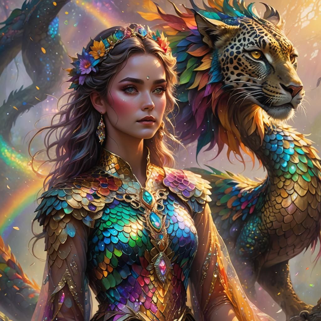 Ethereal Woman with Dragon Scales, Fantasy Realism