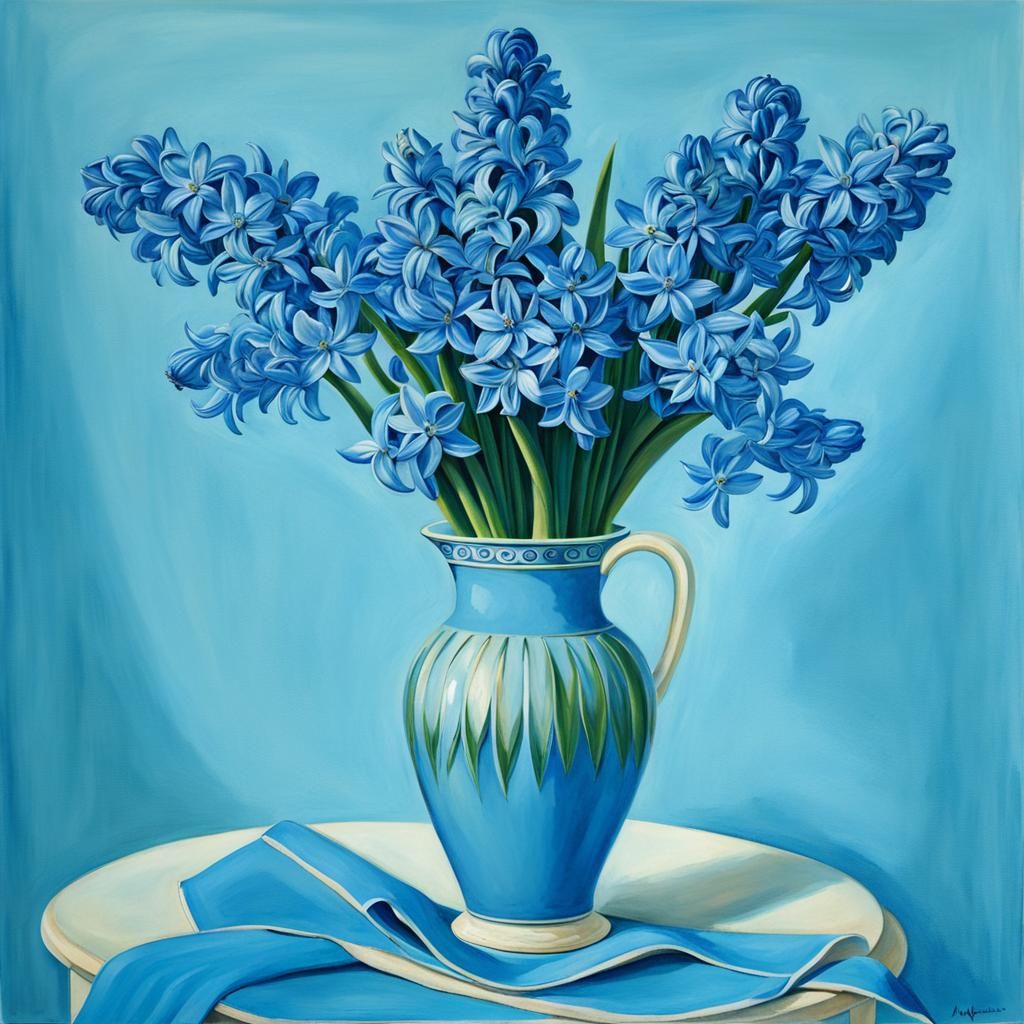 Blue Hyacinths Bouquet Against a Blue Sky