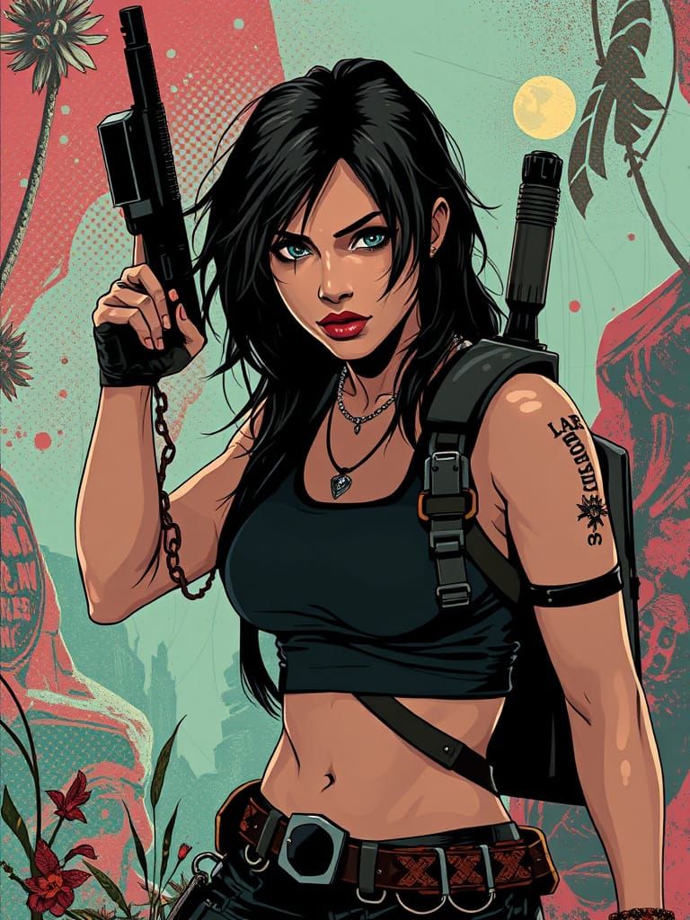 Lara Croft in Fantasycore Pop Art Style