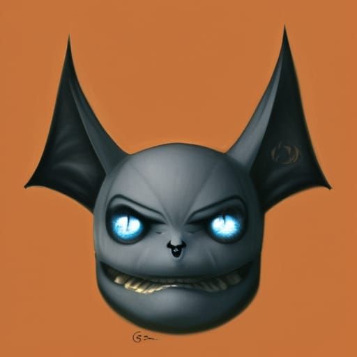 Sinister Chibi Bat Cartoon Illustration